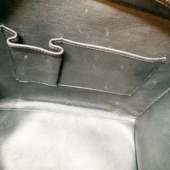 CELINE Tri-Color, Tan Calfskin Leather, Blue Suede, Black Trim Luggage Tote Bag - Picture 17 of 17